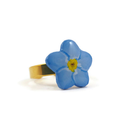 Bague myosotis bleue