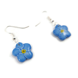 Boucles d'oreilles myosotis bleues