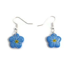 Boucles d'oreilles myosotis bleues