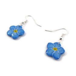 Boucles d'oreilles myosotis bleues