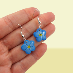 Boucles d'oreilles myosotis bleues