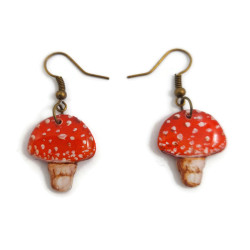 Fly agaric dangle earrings