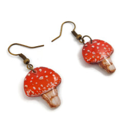 Fly agaric dangle earrings