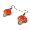 Fly agaric dangle earrings