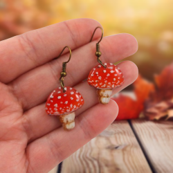 Fly agaric dangle earrings