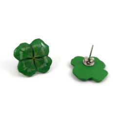 Four leaf clovers ear studs