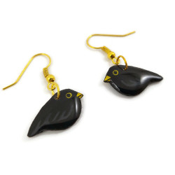 Boucles d'oreilles merles noirs