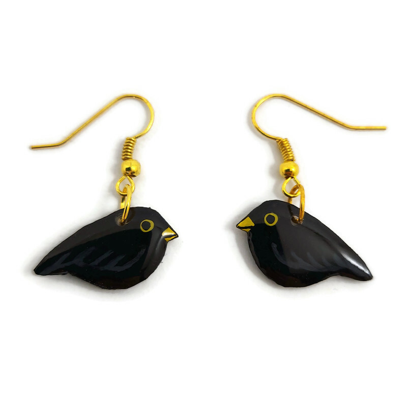 Boucles d'oreilles merles noirs