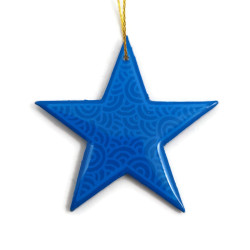 Sky blue star suspension with light blue doodles