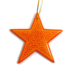 Orange star suspension with light orange doodles