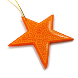 Orange star suspension with light orange doodles