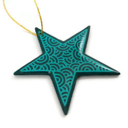 Dark green star suspension with emerald doodles