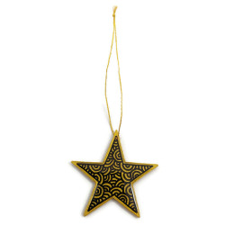 Golden star suspension with black doodles