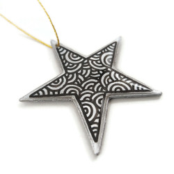 Silver star suspension with black doodles