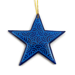 Dark blue star suspension with sky blue doodles