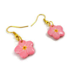 Pink Forget me not dangle earrings