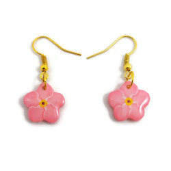 Pink Forget me not dangle earrings