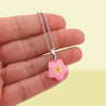 Pink forget-me-not necklace