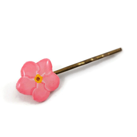 Pink forget me not hair pin