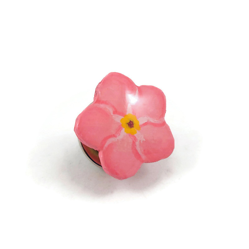 Pink forget me not pin badge