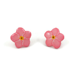 Pink Forget me not ear studs