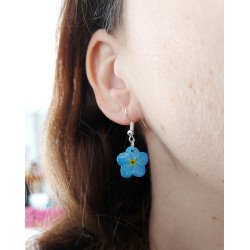 Boucles d'oreilles myosotis bleues