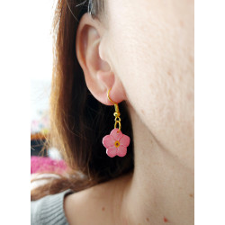 Boucles d'oreilles myosotis roses