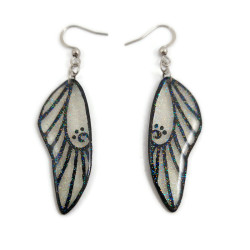 Transparent and black fairy wings earrings with glitters