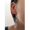 Boucles d'oreilles ailes de fée transparentes et noires pailletées