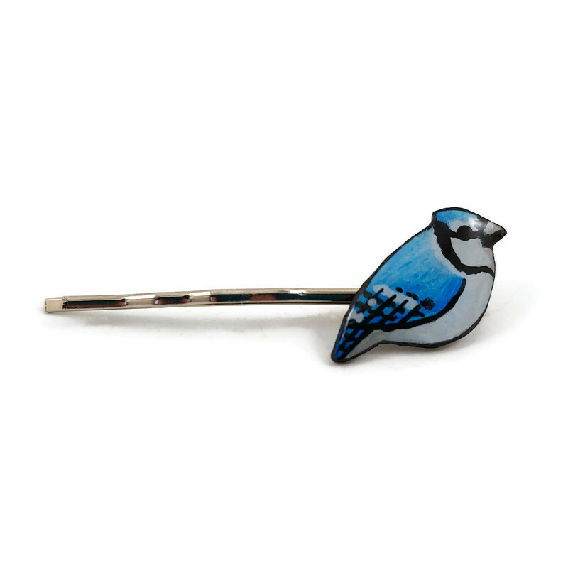 Blue Jay hair pin