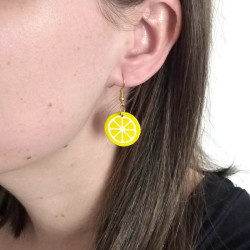 Boucle d'oreille rondelle de citron jaune (vendue à l'unité)