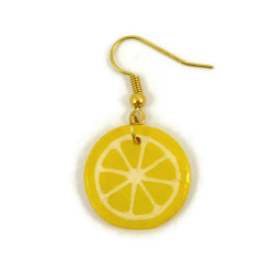 Boucle d'oreille rondelle de citron jaune (vendue à l'unité)