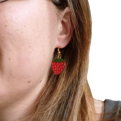 Boucle d'oreille fraise des bois (à l'unité)