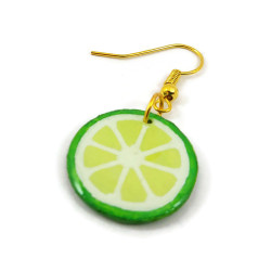 Green lemon slice dangle earring (sold individually)