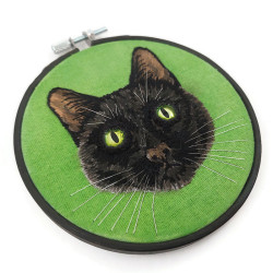 Broderie tête de chat noir