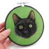 Broderie tête de chat noir