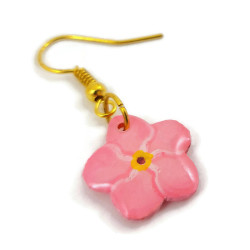 Pink Forget me not dangle earring (Sold individually)