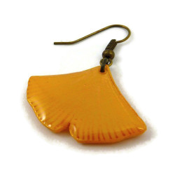 Yellow ginkgo leaf dangle earring (Sold individually)