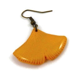 Yellow ginkgo leaf dangle earring (Sold individually)