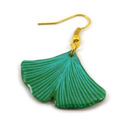 Green ginkgo leaf dangle earring (sold individually)