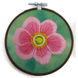 Pink Japanese anemone embroidery