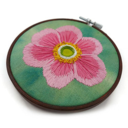 Pink Japanese anemone embroidery