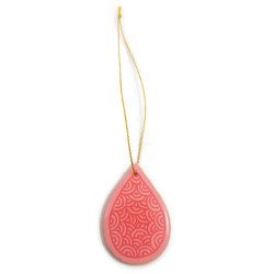 Pastel pink drop suspension with candy pink doodles