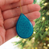 Turquoise blue drop suspension with aqua blue doodles