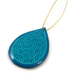 Turquoise blue drop suspension with aqua blue doodles