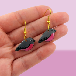 Pink robins earrings (sold individually)