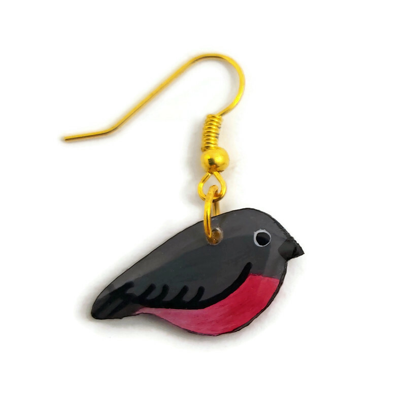 Pink robin earring (sold individually)