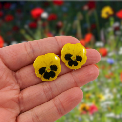 Yellow pansies ear studs (sold individually)