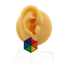 Puce d'oreille hexagone arc-en-ciel (Vendue à l'unité)