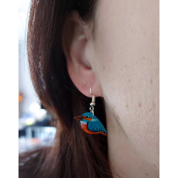 Boucle d'oreille martin pêcheur (vendue à l'unité)